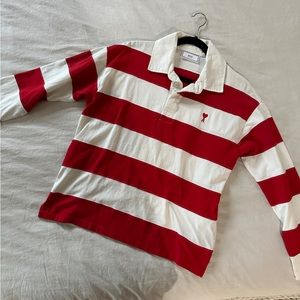 AMI Paris logo embroidered rugby shirt